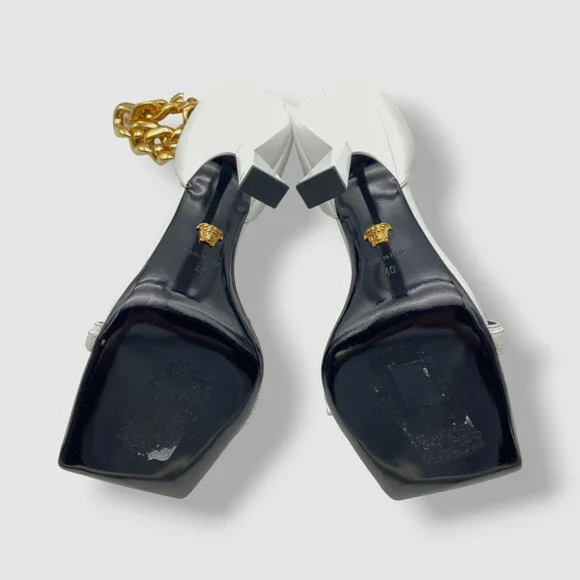 $1450 Versace Women's White Leather D'Orsay Sandal Shoes Size 40 - Picture 5 of 5